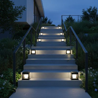 Lampe solaire luminosité blanche marches escalier élégant