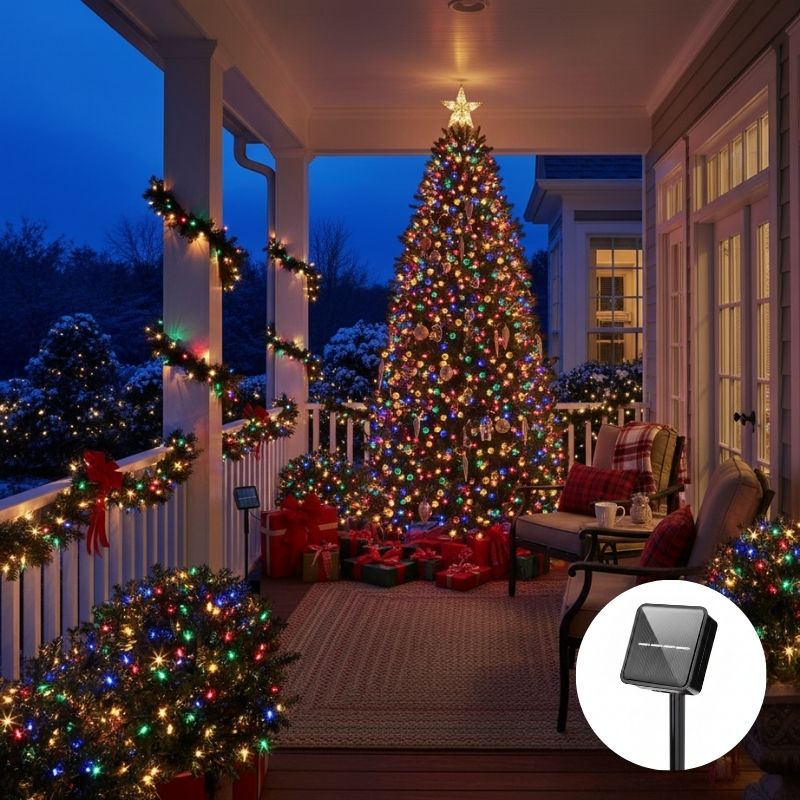 guirlande extérieur pour noël solaire RGB décore arbre galerie