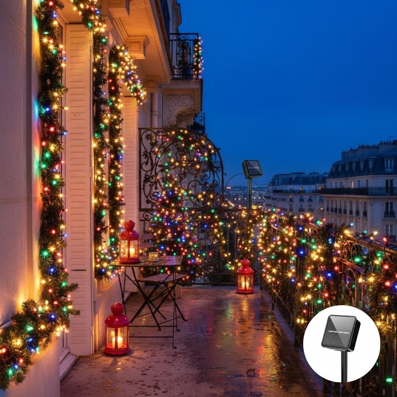 guirlande extérieur pour noël solaire RGB décore tout balcon