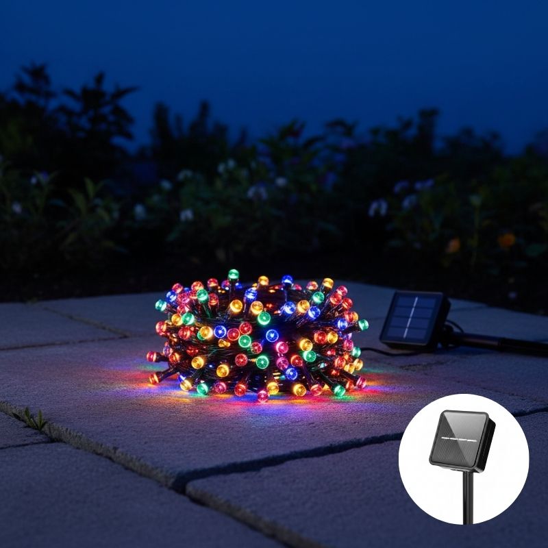 guirlande extérieur pour noël solaire RGB rouleau sur dalles