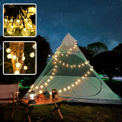guirlande exterieur solaire enroule autour tente eclairage camping