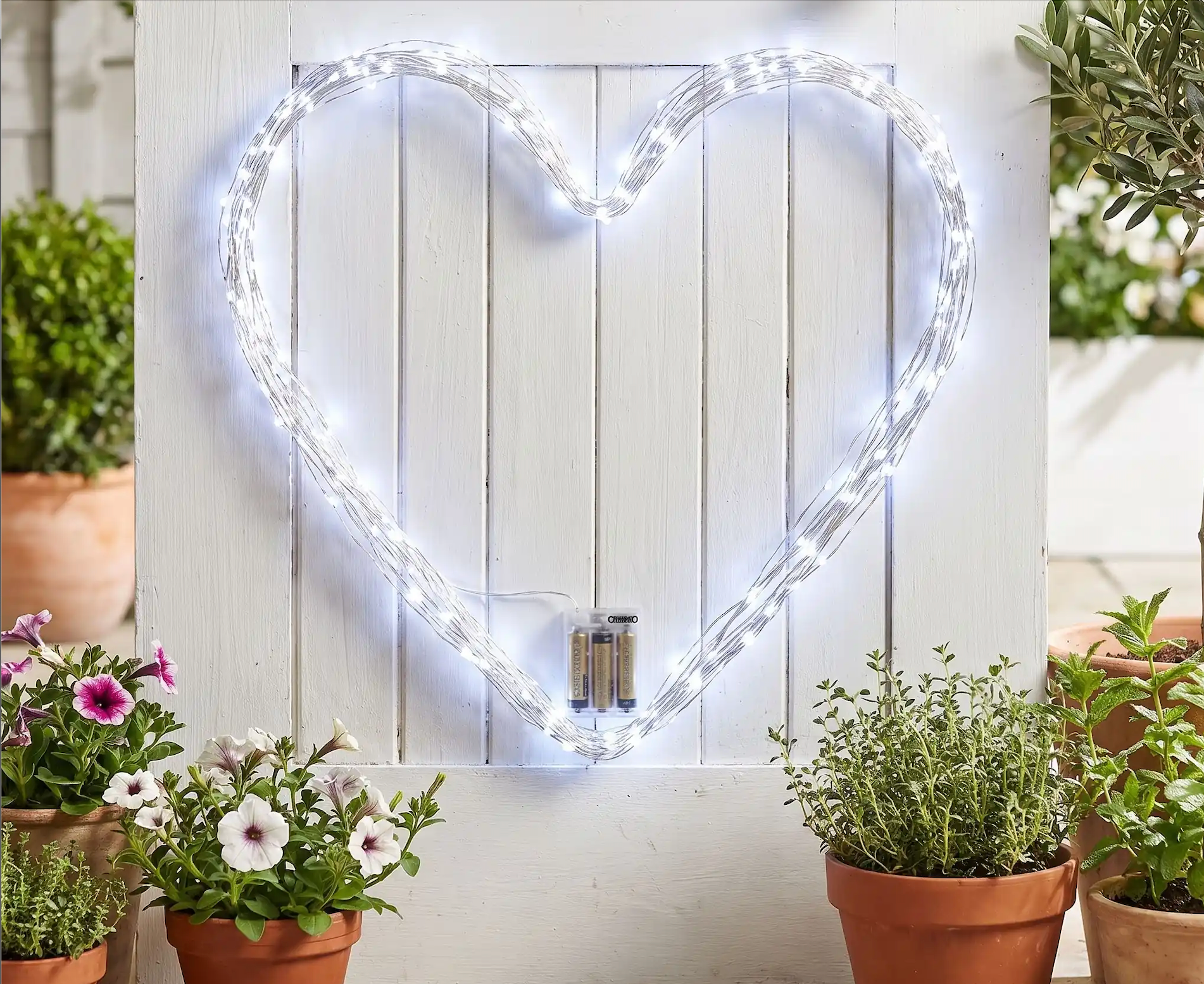 guirlande lumineuse extérieur blanche forme malléable coeur déco