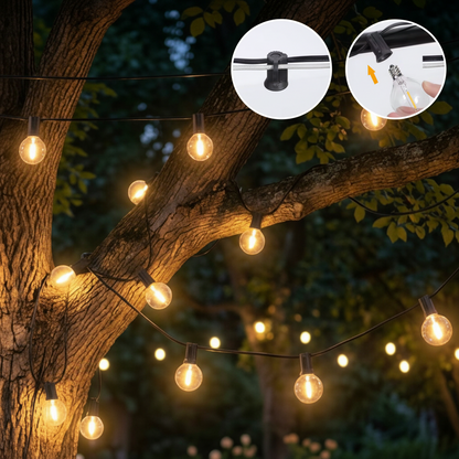 guirlande lumineuse exterieur décore arbre ampoule ronde verre crochet