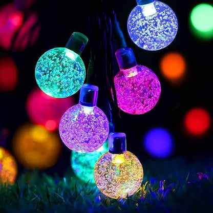 guirlande lumineuse extérieur solaires multicolore vue détails effet microbulles