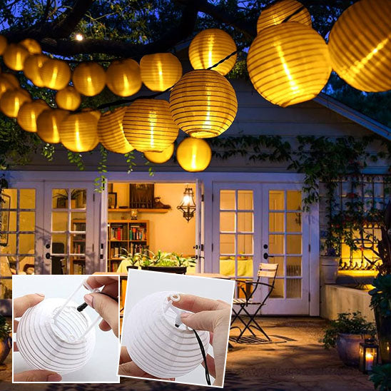 guirlande solaire exterieur style lanterne asiatique decor jardin