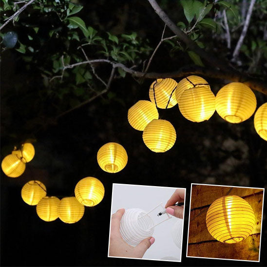 guirlande solaire exterieur style lanterne asiatique decore eclaire arbres