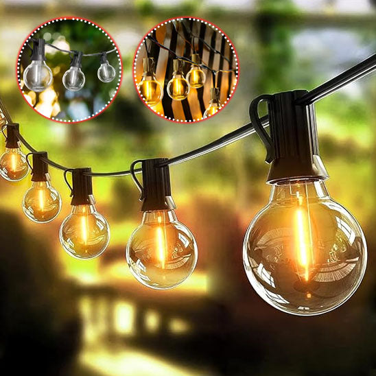 guirlande solaire vintage suspendue jardin éteinte allumée couleur chaude