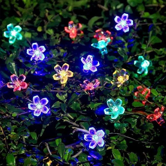 guirlandes solaires extérieures fleurs lumineuses multicolore décorent arbuste 