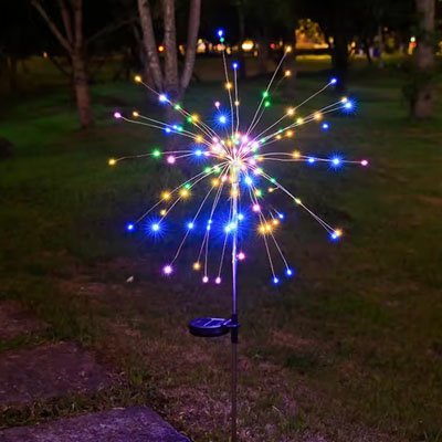 Jardin lampe solaire feu artifice filaments dans toutes directions  
