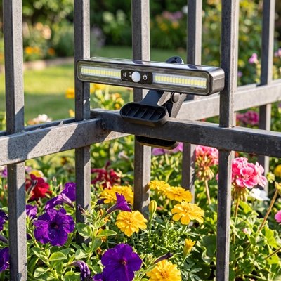 lampe exterieure solaire detecteur de mouvement pince clôture jardin