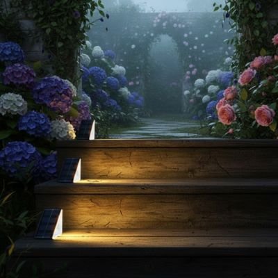 lampe solaire couleur chaude éclaire marche jardin 