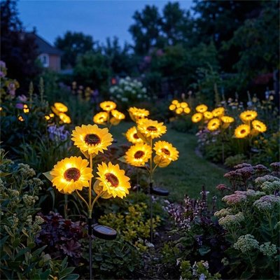 lampes jardins solaires bouquets tournesol partout au jardin