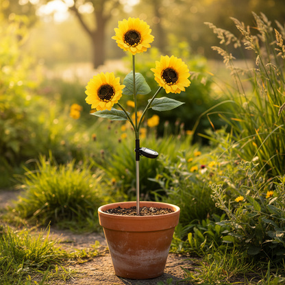 lampes jardins solaires bouquets tournesol solitaire en pot
