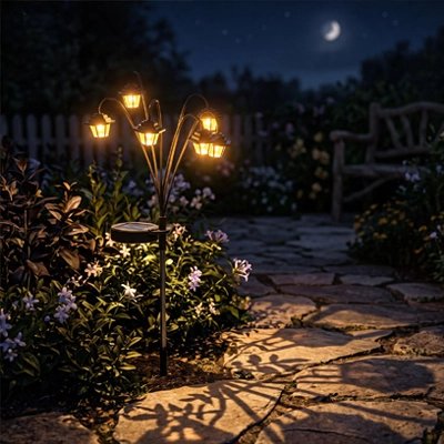  Lampes jardins solaires six têtes lanternes massif fleurs