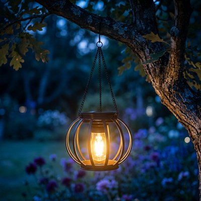 lanterne extérieur solaire fer suspendue jardin fleurs