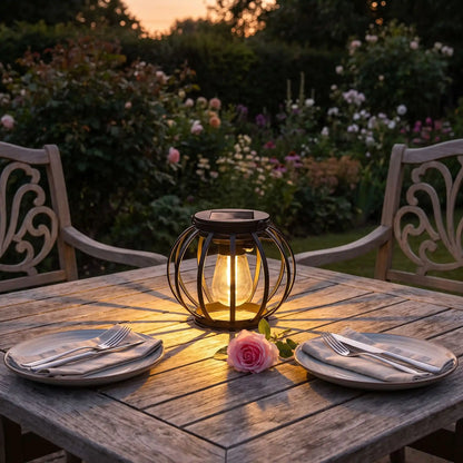 lanterne extérieur solaire sphère métal table romantique