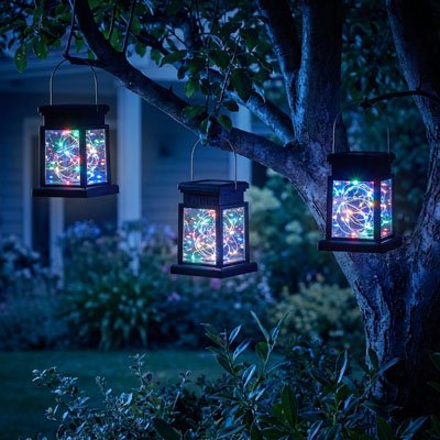 lanterne exterieur solaire suspendu branche guirlande multicolore intérieur décore
