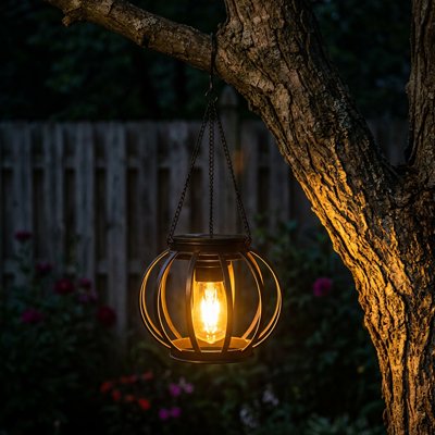 lanterne extérieur solaire suspendue arbre