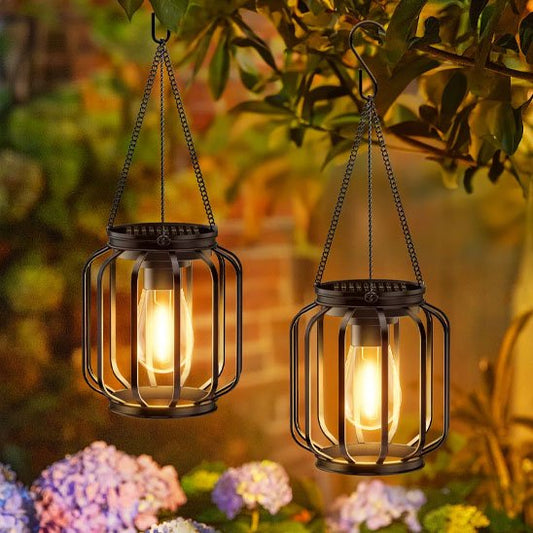 lanterne solaire exterieur suspendue au jardin belle lumière