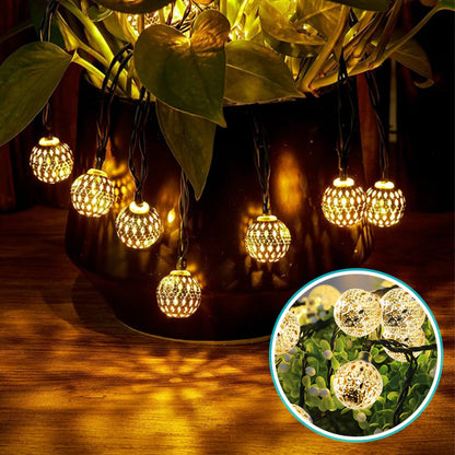 pot fleur guirlande pour extérieur globe doré blanc chaud